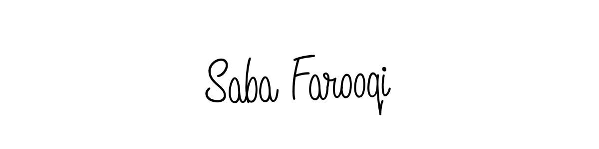How to make Saba Farooqi name signature. Use Angelique-Rose-font-FFP style for creating short signs online. This is the latest handwritten sign. Saba Farooqi signature style 5 images and pictures png