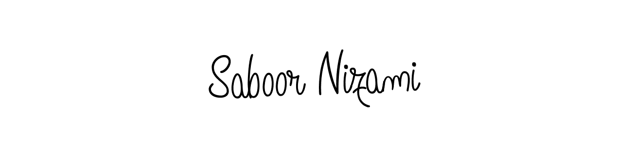 You should practise on your own different ways (Angelique-Rose-font-FFP) to write your name (Saboor Nizami) in signature. don't let someone else do it for you. Saboor Nizami signature style 5 images and pictures png