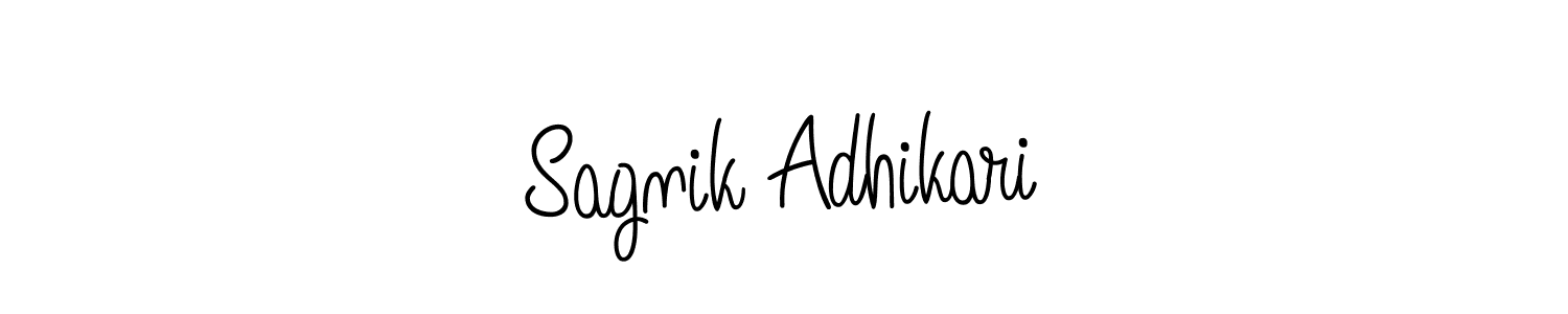 You should practise on your own different ways (Angelique-Rose-font-FFP) to write your name (Sagnik Adhikari) in signature. don't let someone else do it for you. Sagnik Adhikari signature style 5 images and pictures png