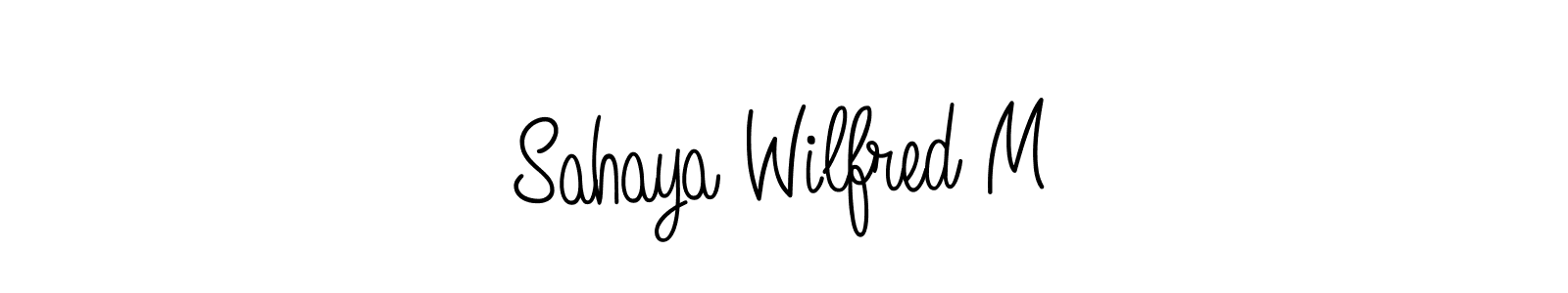 Create a beautiful signature design for name Sahaya Wilfred M. With this signature (Angelique-Rose-font-FFP) fonts, you can make a handwritten signature for free. Sahaya Wilfred M signature style 5 images and pictures png