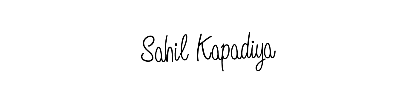 The best way (Angelique-Rose-font-FFP) to make a short signature is to pick only two or three words in your name. The name Sahil Kapadiya include a total of six letters. For converting this name. Sahil Kapadiya signature style 5 images and pictures png
