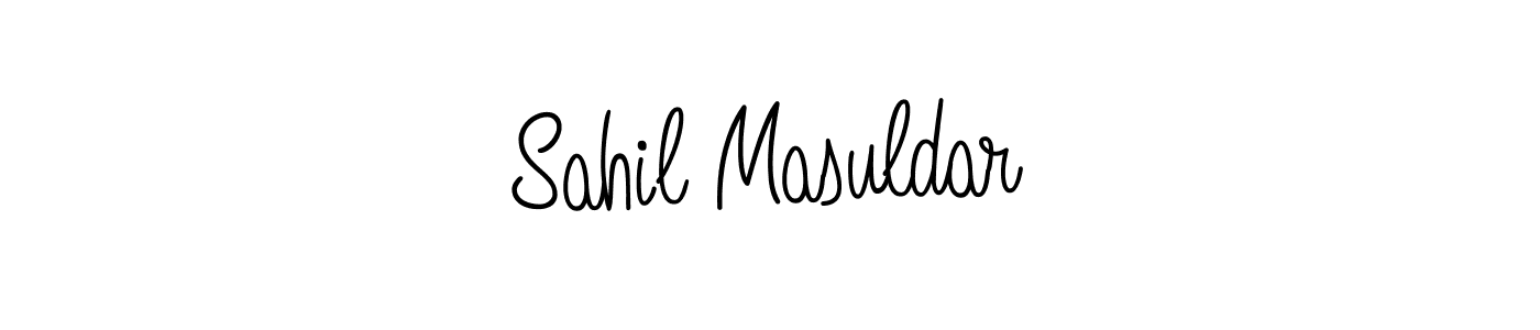The best way (Angelique-Rose-font-FFP) to make a short signature is to pick only two or three words in your name. The name Sahil Masuldar include a total of six letters. For converting this name. Sahil Masuldar signature style 5 images and pictures png