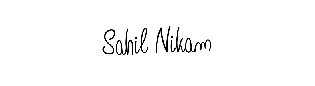 You should practise on your own different ways (Angelique-Rose-font-FFP) to write your name (Sahil Nikam) in signature. don't let someone else do it for you. Sahil Nikam signature style 5 images and pictures png