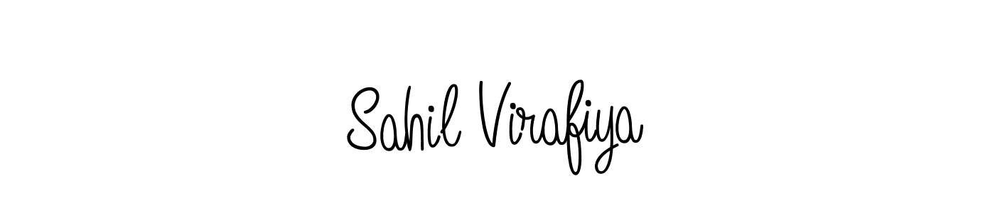 You should practise on your own different ways (Angelique-Rose-font-FFP) to write your name (Sahil Virafiya) in signature. don't let someone else do it for you. Sahil Virafiya signature style 5 images and pictures png