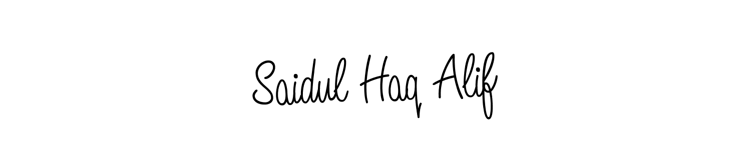 Make a beautiful signature design for name Saidul Haq Alif. With this signature (Angelique-Rose-font-FFP) style, you can create a handwritten signature for free. Saidul Haq Alif signature style 5 images and pictures png