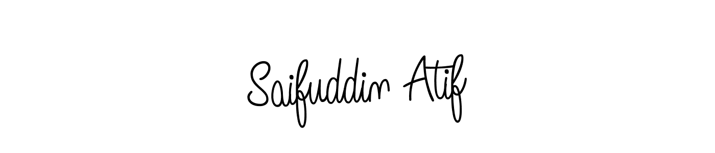 Use a signature maker to create a handwritten signature online. With this signature software, you can design (Angelique-Rose-font-FFP) your own signature for name Saifuddin Atif. Saifuddin Atif signature style 5 images and pictures png