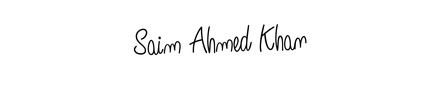 Use a signature maker to create a handwritten signature online. With this signature software, you can design (Angelique-Rose-font-FFP) your own signature for name Saim Ahmed Khan. Saim Ahmed Khan signature style 5 images and pictures png