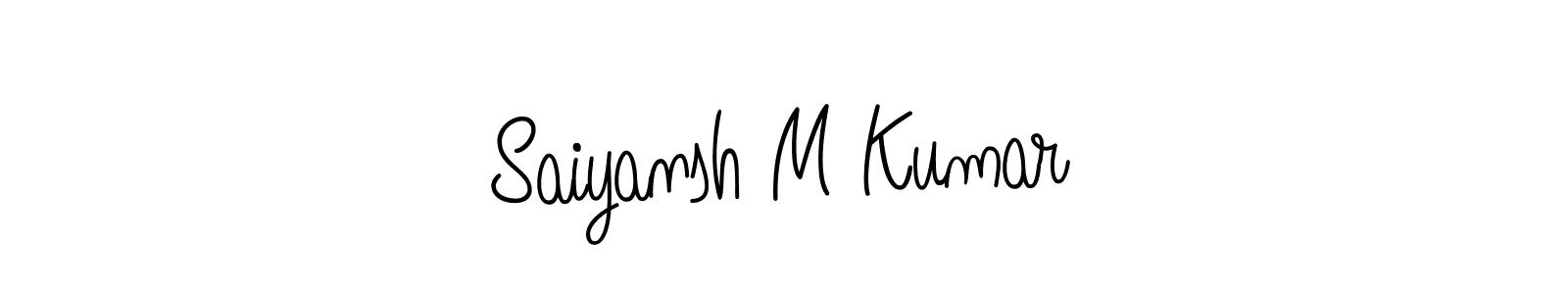 You should practise on your own different ways (Angelique-Rose-font-FFP) to write your name (Saiyansh M Kumar) in signature. don't let someone else do it for you. Saiyansh M Kumar signature style 5 images and pictures png