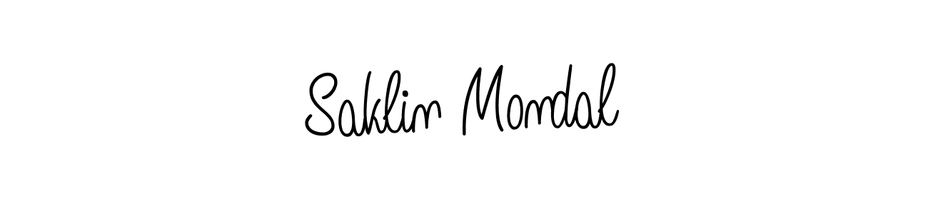 Make a beautiful signature design for name Saklin Mondal. With this signature (Angelique-Rose-font-FFP) style, you can create a handwritten signature for free. Saklin Mondal signature style 5 images and pictures png