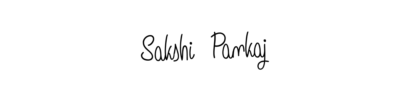 How to make Sakshi  Pankaj name signature. Use Angelique-Rose-font-FFP style for creating short signs online. This is the latest handwritten sign. Sakshi  Pankaj signature style 5 images and pictures png