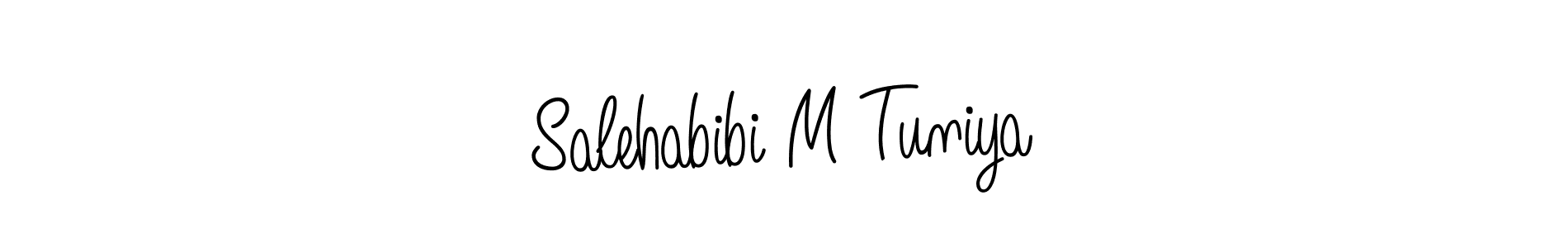 How to make Salehabibi M Tuniya name signature. Use Angelique-Rose-font-FFP style for creating short signs online. This is the latest handwritten sign. Salehabibi M Tuniya signature style 5 images and pictures png