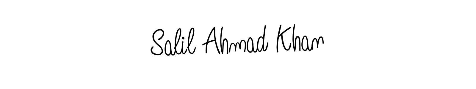 You should practise on your own different ways (Angelique-Rose-font-FFP) to write your name (Salil Ahmad Khan) in signature. don't let someone else do it for you. Salil Ahmad Khan signature style 5 images and pictures png