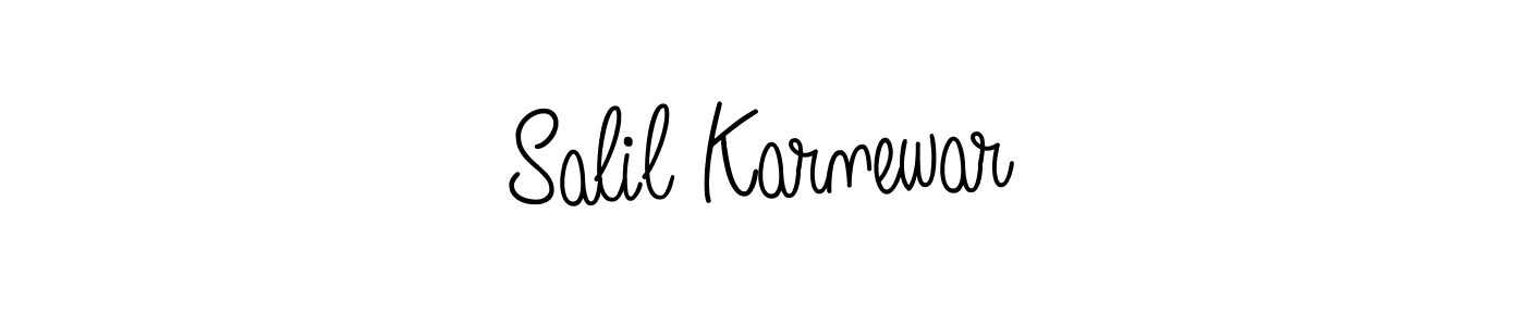 The best way (Angelique-Rose-font-FFP) to make a short signature is to pick only two or three words in your name. The name Salil Karnewar include a total of six letters. For converting this name. Salil Karnewar signature style 5 images and pictures png