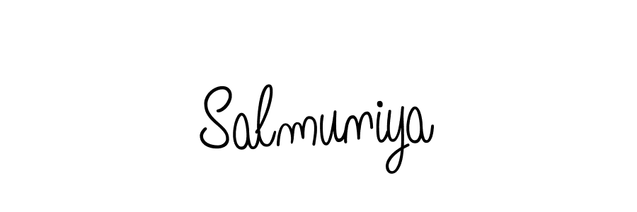 Use a signature maker to create a handwritten signature online. With this signature software, you can design (Angelique-Rose-font-FFP) your own signature for name Salmuniya. Salmuniya signature style 5 images and pictures png
