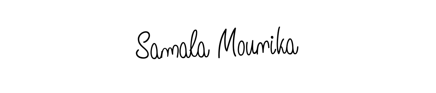 You should practise on your own different ways (Angelique-Rose-font-FFP) to write your name (Samala Mounika) in signature. don't let someone else do it for you. Samala Mounika signature style 5 images and pictures png