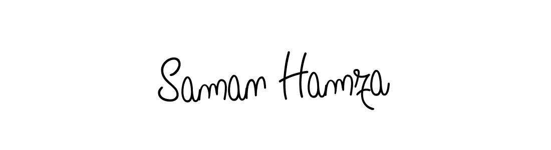 Make a beautiful signature design for name Saman Hamza. With this signature (Angelique-Rose-font-FFP) style, you can create a handwritten signature for free. Saman Hamza signature style 5 images and pictures png