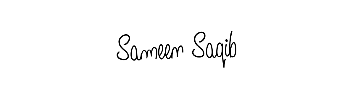 Make a beautiful signature design for name Sameen Saqib. With this signature (Angelique-Rose-font-FFP) style, you can create a handwritten signature for free. Sameen Saqib signature style 5 images and pictures png