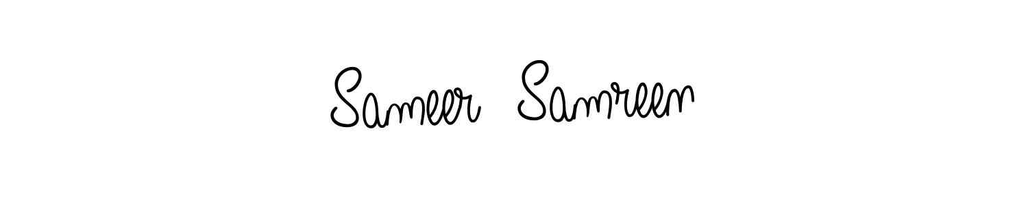 The best way (Angelique-Rose-font-FFP) to make a short signature is to pick only two or three words in your name. The name Sameer  Samreen include a total of six letters. For converting this name. Sameer  Samreen signature style 5 images and pictures png