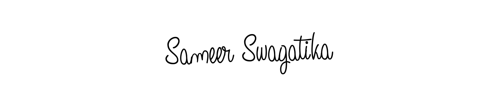 if you are searching for the best signature style for your name Sameer Swagatika. so please give up your signature search. here we have designed multiple signature styles  using Angelique-Rose-font-FFP. Sameer Swagatika signature style 5 images and pictures png