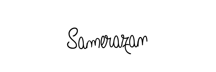 Make a beautiful signature design for name Samerazan. With this signature (Angelique-Rose-font-FFP) style, you can create a handwritten signature for free. Samerazan signature style 5 images and pictures png