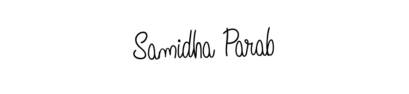 The best way (Angelique-Rose-font-FFP) to make a short signature is to pick only two or three words in your name. The name Samidha Parab include a total of six letters. For converting this name. Samidha Parab signature style 5 images and pictures png