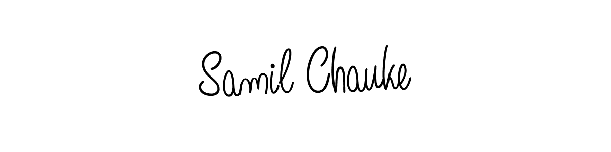 Use a signature maker to create a handwritten signature online. With this signature software, you can design (Angelique-Rose-font-FFP) your own signature for name Samil Chauke. Samil Chauke signature style 5 images and pictures png