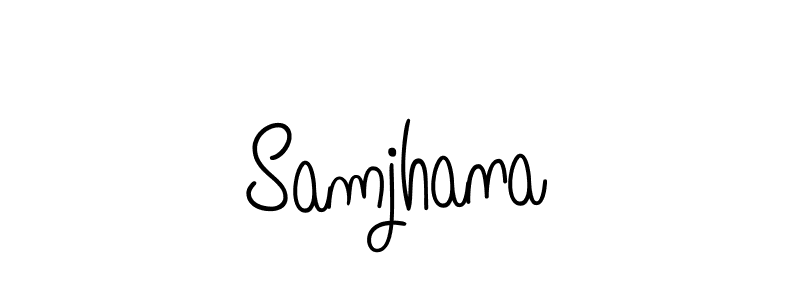 Use a signature maker to create a handwritten signature online. With this signature software, you can design (Angelique-Rose-font-FFP) your own signature for name Samjhana. Samjhana signature style 5 images and pictures png