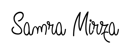 A sleek calligraphic signature for name Samra Mirza utilizing Angelique-Rose-font-FFP styling. Great for adding personal signatures to photos and art. Samra Mirza signature style 5 images and pictures png