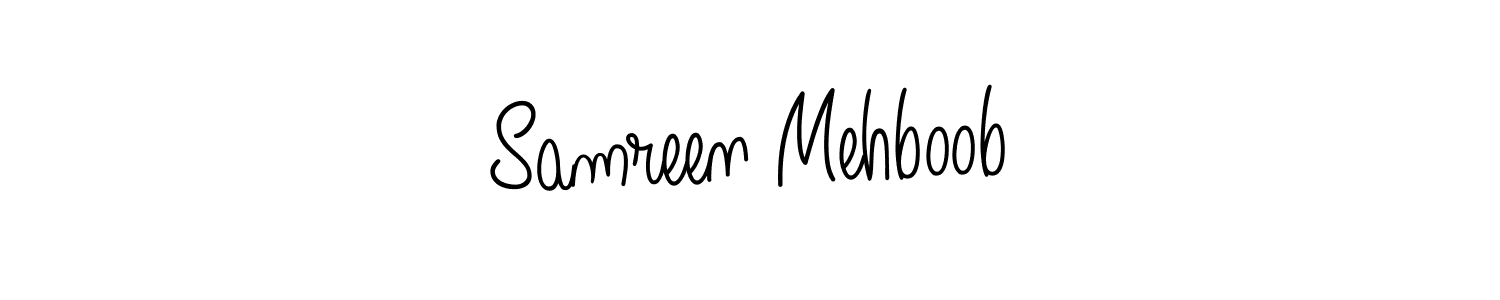 You should practise on your own different ways (Angelique-Rose-font-FFP) to write your name (Samreen Mehboob) in signature. don't let someone else do it for you. Samreen Mehboob signature style 5 images and pictures png