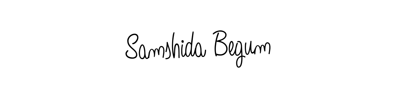 How to make Samshida Begum name signature. Use Angelique-Rose-font-FFP style for creating short signs online. This is the latest handwritten sign. Samshida Begum signature style 5 images and pictures png
