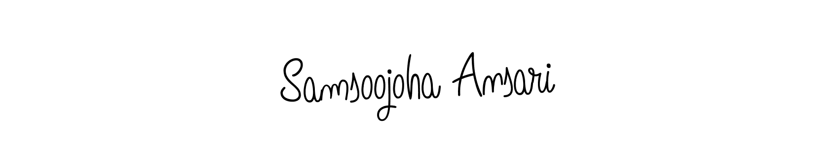 The best way (Angelique-Rose-font-FFP) to make a short signature is to pick only two or three words in your name. The name Samsoojoha Ansari include a total of six letters. For converting this name. Samsoojoha Ansari signature style 5 images and pictures png