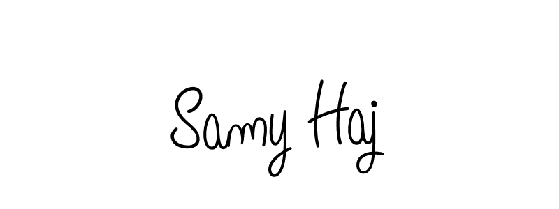 You should practise on your own different ways (Angelique-Rose-font-FFP) to write your name (Samy Haj) in signature. don't let someone else do it for you. Samy Haj signature style 5 images and pictures png