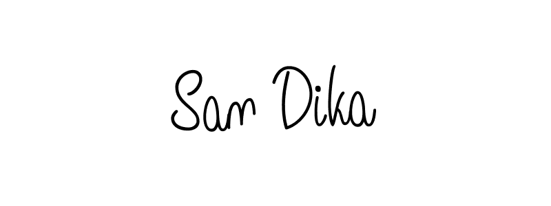 You should practise on your own different ways (Angelique-Rose-font-FFP) to write your name (San Dika) in signature. don't let someone else do it for you. San Dika signature style 5 images and pictures png