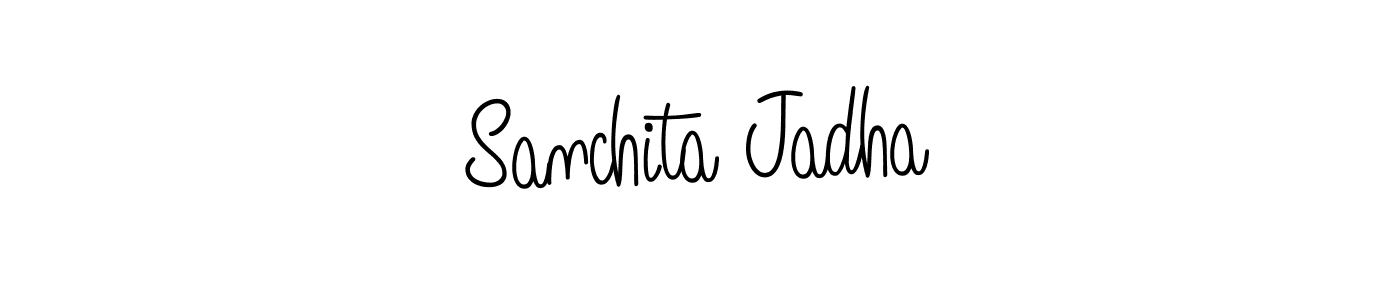 Make a beautiful signature design for name Sanchita Jadha. With this signature (Angelique-Rose-font-FFP) style, you can create a handwritten signature for free. Sanchita Jadha signature style 5 images and pictures png