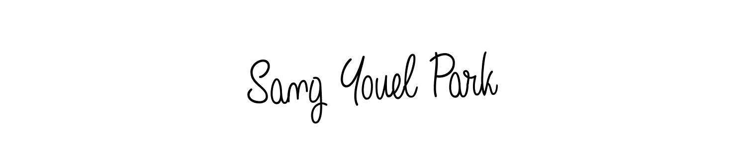 You should practise on your own different ways (Angelique-Rose-font-FFP) to write your name (Sang Youel Park) in signature. don't let someone else do it for you. Sang Youel Park signature style 5 images and pictures png