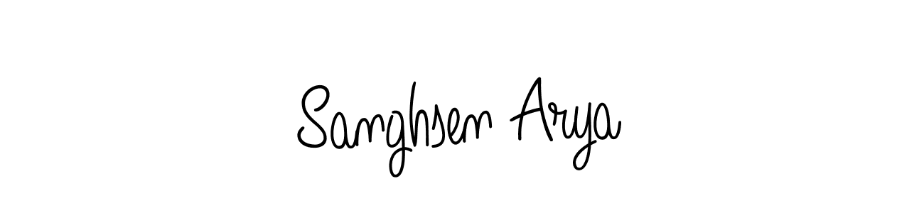 if you are searching for the best signature style for your name Sanghsen Arya. so please give up your signature search. here we have designed multiple signature styles  using Angelique-Rose-font-FFP. Sanghsen Arya signature style 5 images and pictures png