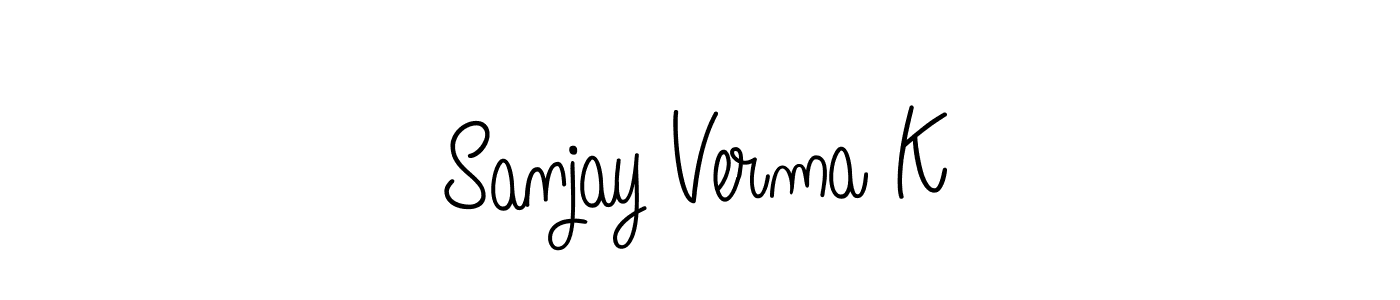 The best way (Angelique-Rose-font-FFP) to make a short signature is to pick only two or three words in your name. The name Sanjay Verma K include a total of six letters. For converting this name. Sanjay Verma K signature style 5 images and pictures png