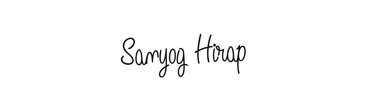How to make Sanyog Hirap name signature. Use Angelique-Rose-font-FFP style for creating short signs online. This is the latest handwritten sign. Sanyog Hirap signature style 5 images and pictures png