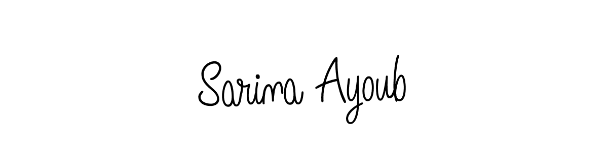 The best way (Angelique-Rose-font-FFP) to make a short signature is to pick only two or three words in your name. The name Sarina Ayoub include a total of six letters. For converting this name. Sarina Ayoub signature style 5 images and pictures png