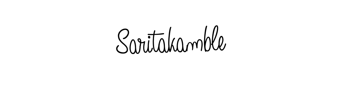 Make a beautiful signature design for name Saritakamble. With this signature (Angelique-Rose-font-FFP) style, you can create a handwritten signature for free. Saritakamble signature style 5 images and pictures png