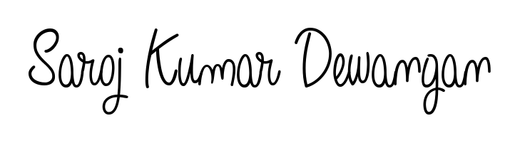 You should practise on your own different ways (Angelique-Rose-font-FFP) to write your name (Saroj Kumar Dewangan) in signature. Don't let someone else do it for you. Saroj Kumar Dewangan signature style 5 images and pictures png