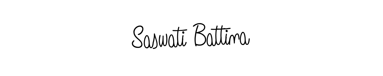 How to make Saswati Battina name signature. Use Angelique-Rose-font-FFP style for creating short signs online. This is the latest handwritten sign. Saswati Battina signature style 5 images and pictures png