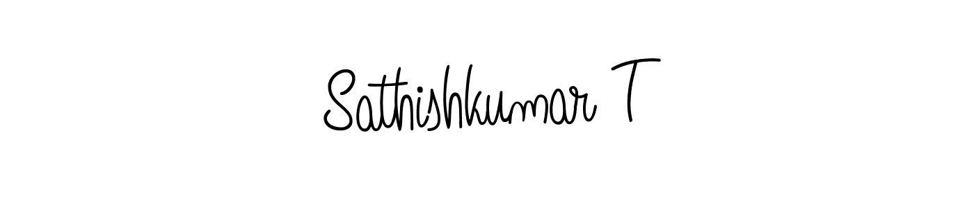 You should practise on your own different ways (Angelique-Rose-font-FFP) to write your name (Sathishkumar T) in signature. don't let someone else do it for you. Sathishkumar T signature style 5 images and pictures png