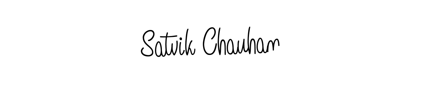 You should practise on your own different ways (Angelique-Rose-font-FFP) to write your name (Satvik Chauhan) in signature. don't let someone else do it for you. Satvik Chauhan signature style 5 images and pictures png