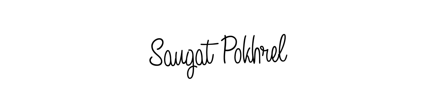 You should practise on your own different ways (Angelique-Rose-font-FFP) to write your name (Saugat Pokhrel) in signature. don't let someone else do it for you. Saugat Pokhrel signature style 5 images and pictures png