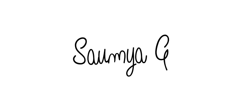 The best way (Angelique-Rose-font-FFP) to make a short signature is to pick only two or three words in your name. The name Saumya G include a total of six letters. For converting this name. Saumya G signature style 5 images and pictures png