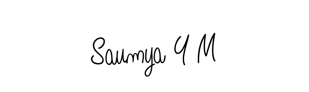 How to make Saumya Y M name signature. Use Angelique-Rose-font-FFP style for creating short signs online. This is the latest handwritten sign. Saumya Y M signature style 5 images and pictures png