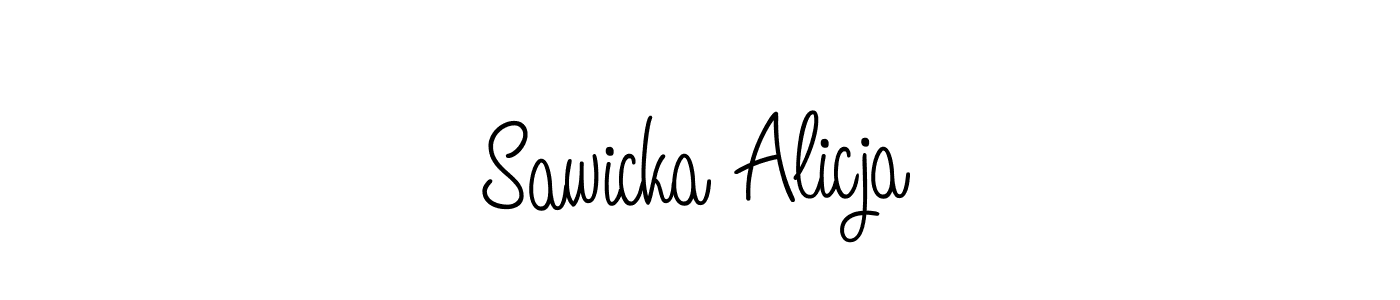 The best way (Angelique-Rose-font-FFP) to make a short signature is to pick only two or three words in your name. The name Sawicka Alicja include a total of six letters. For converting this name. Sawicka Alicja signature style 5 images and pictures png