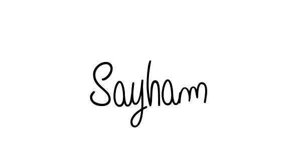 Make a beautiful signature design for name Sayham. With this signature (Angelique-Rose-font-FFP) style, you can create a handwritten signature for free. Sayham signature style 5 images and pictures png