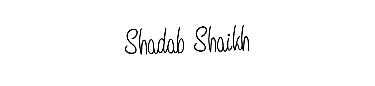 The best way (Angelique-Rose-font-FFP) to make a short signature is to pick only two or three words in your name. The name Shadab Shaikh include a total of six letters. For converting this name. Shadab Shaikh signature style 5 images and pictures png
